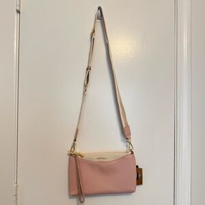 Nanette Lepore Natural Convertible Wristlet Crossbody Pebbled Leather